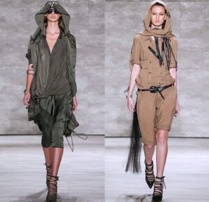 nicholas-k-mercedes-benz-fashion-week-new-york-runway-2015-spring-summer-womens-safari-desert-head-wrap-drapery-silk-parka-shorts-fringes-dress-06x