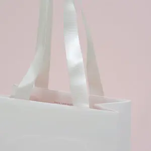 紙袋, ハンドル, 白, グログランテープ