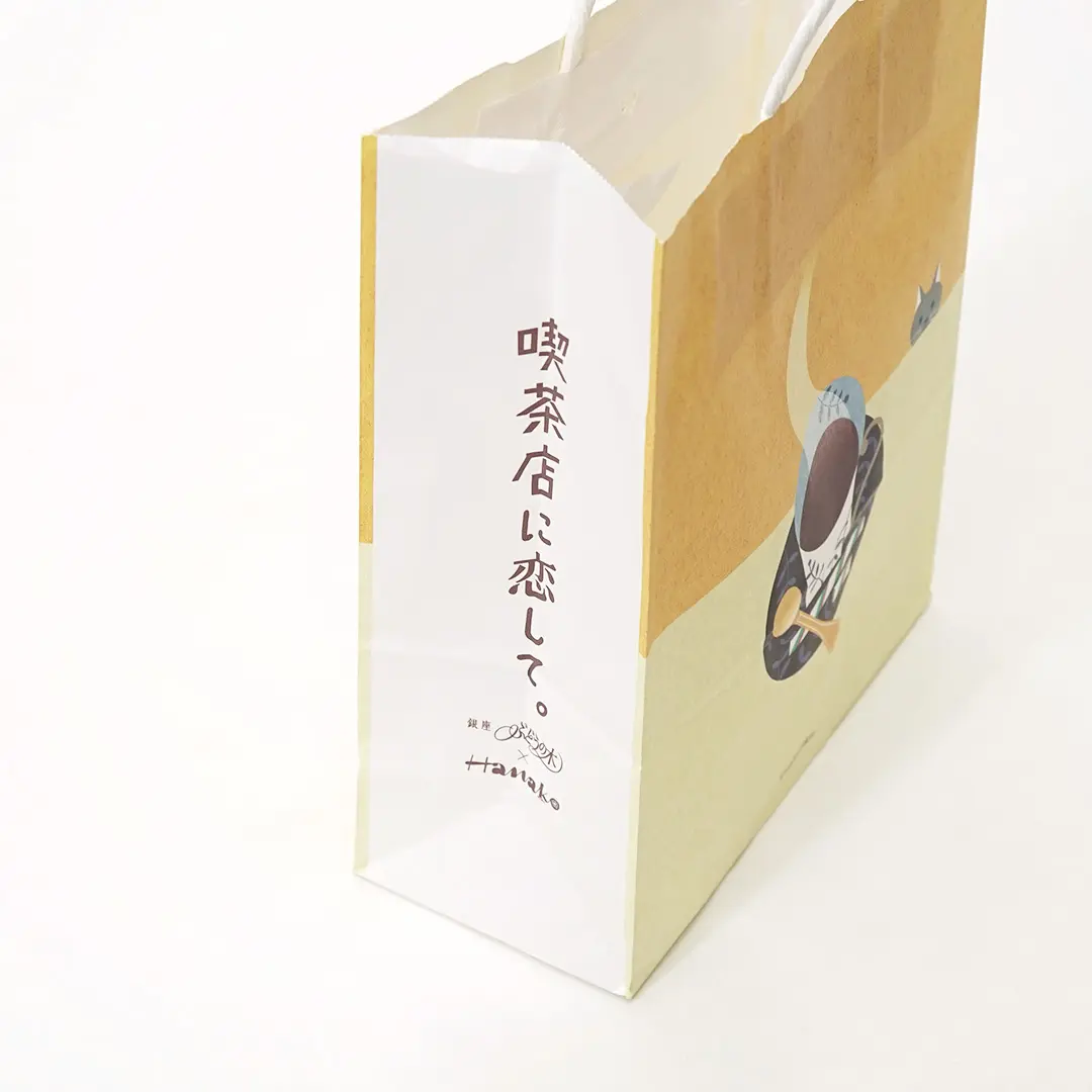 イラストが可愛いレトロな風合いのフルカラー印刷で仕上げたオリジナル紙袋