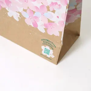 美しい桜のグラデーションをフルカラー印刷で表現した、超有名コーヒーショップのクラフト紙素材の2021年SAKURAシリーズ限定オリジナル紙袋