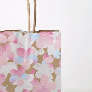 美しい桜のグラデーションをフルカラー印刷で表現した、超有名コーヒーショップのクラフト紙素材の2021年SAKURAシリーズ限定オリジナル紙袋