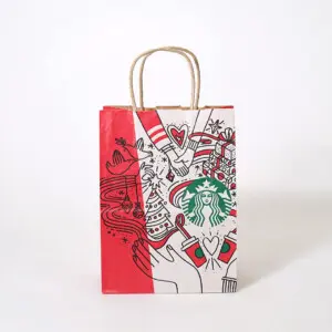 ホリデーにピッタリな絵柄が大胆に印刷された、超有名コーヒーショップのクラフト紙素材の2017年クリスマスホリデーシーズン限定オリジナル紙袋