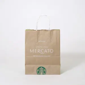 クラフト紙の素材感を活かした、超有名コーヒーショップの洗練されたデザインのオリジナル紙袋