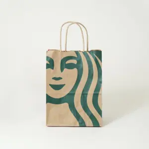 未晒のクラフト紙にイルミネーションのような絵柄が印刷された、コーヒーショップのクリスマスシーズン限定のオリジナル紙袋
