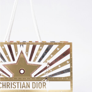 星柄のエンボス加工(型押し)が施された紙袋の表面