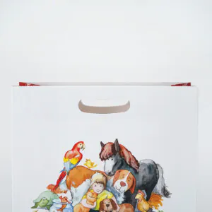 赤と余白が水彩の温もりを引き立てる紙袋7