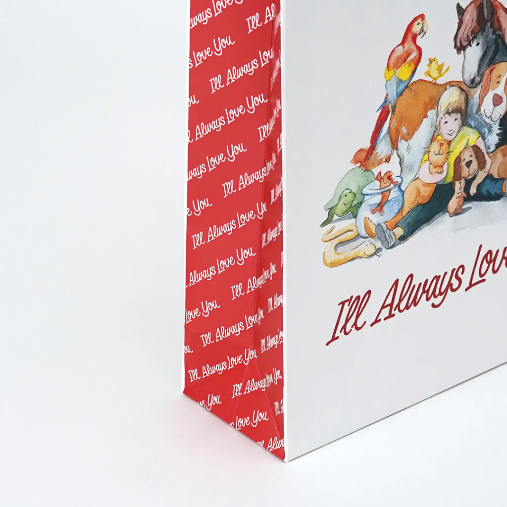 赤と余白が水彩の温もりを引き立てる紙袋4